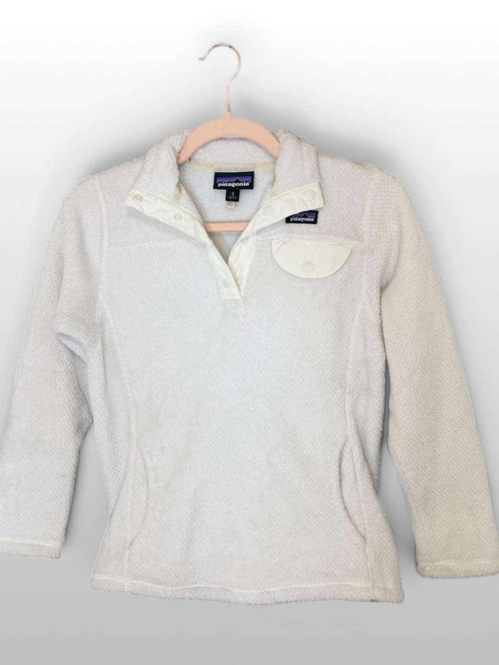 Patagonia Synchilla Snap T Pullover Kids M Cream Fleece Jacket Cozy Outdoor